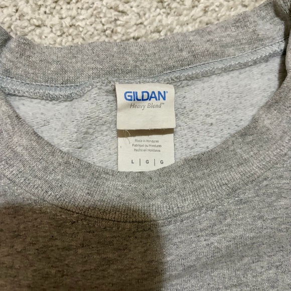 Gildan Gray Crewneck Sweater with Twenty One Pilots Lyric Design - Picture 2 of 6